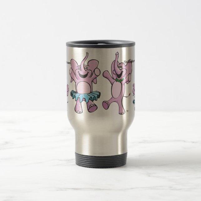 Pink Elephant Style Logo Travel Mug (Center)
