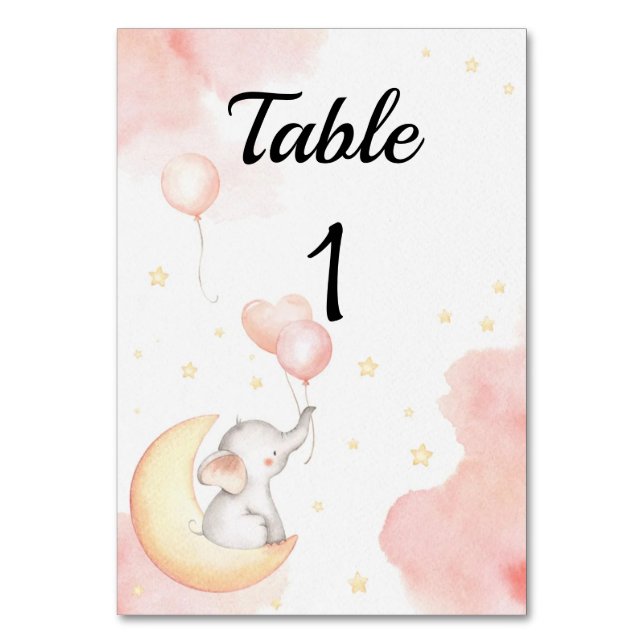 Pink Elephant Table Card (Front)