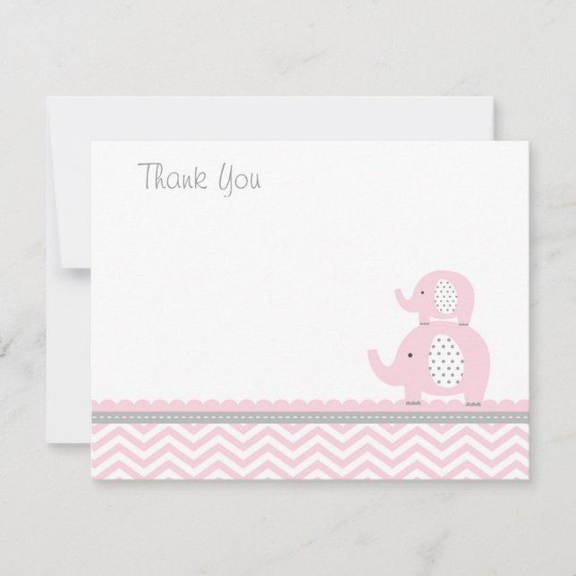 Pink Elephant Thank You Card (Front)