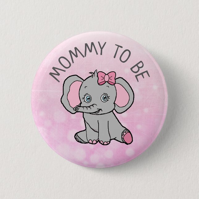Pink Elephant Themed Mum to Be Baby Shower 6 Cm Round Badge (Front)