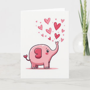 Pink Elephant Valentines Card