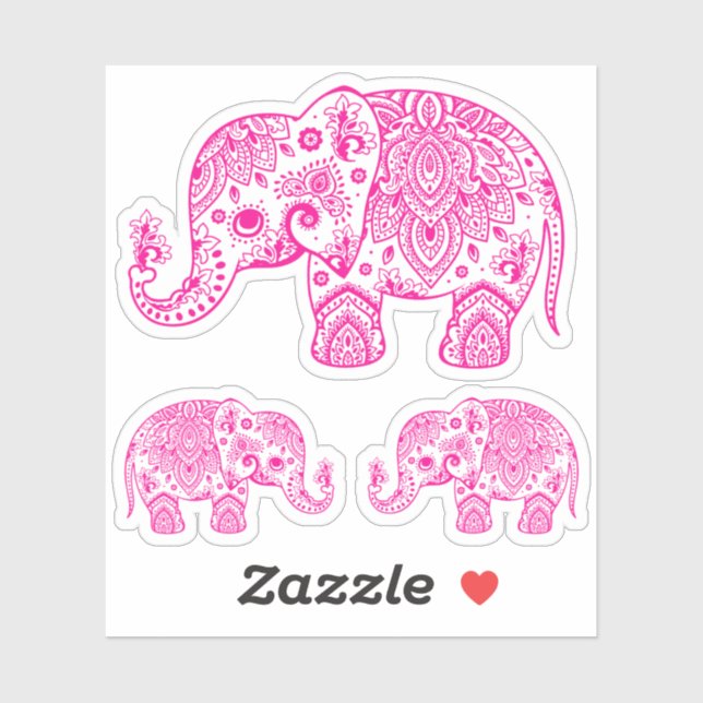 Pink elephant vintage floral paisley (Sheet)