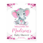 Pink Elephant Welcome Sign, Girl Rustic Shower