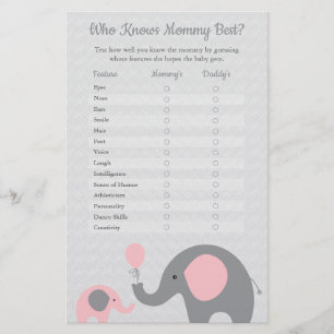 Pink Elephant Who Knows Mummy Best Shower Game Flyer