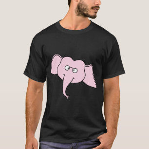 Pink Elephant with Glasses. Cartoon T-Shirt
