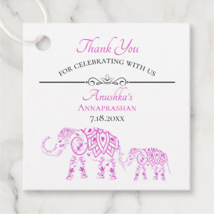 Pink Elephants Annaprashan   First Rice Favour Tags