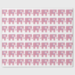 Pink elephants baby girl gift wrap