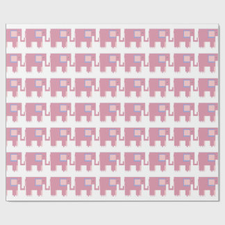 Pink elephants baby girl gift wrap