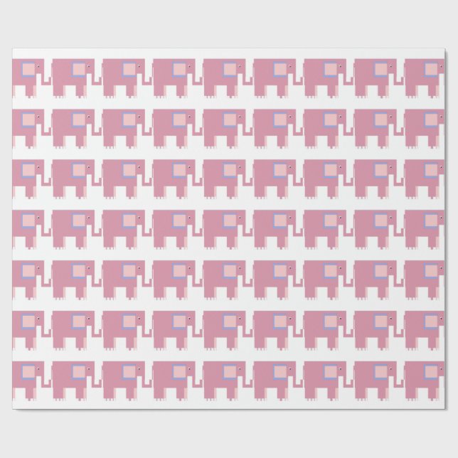 Pink elephants baby girl gift wrap (Flat)