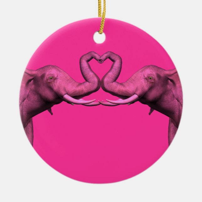 Pink Elephants Ceramic Tree Decoration (Front)