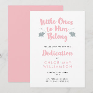 Pink Elephants Christian Dedication Invitation