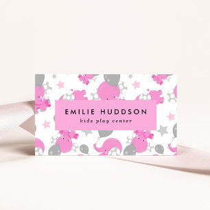 Pink Elephants, Kids Play Centre, Activity Centre Business Card