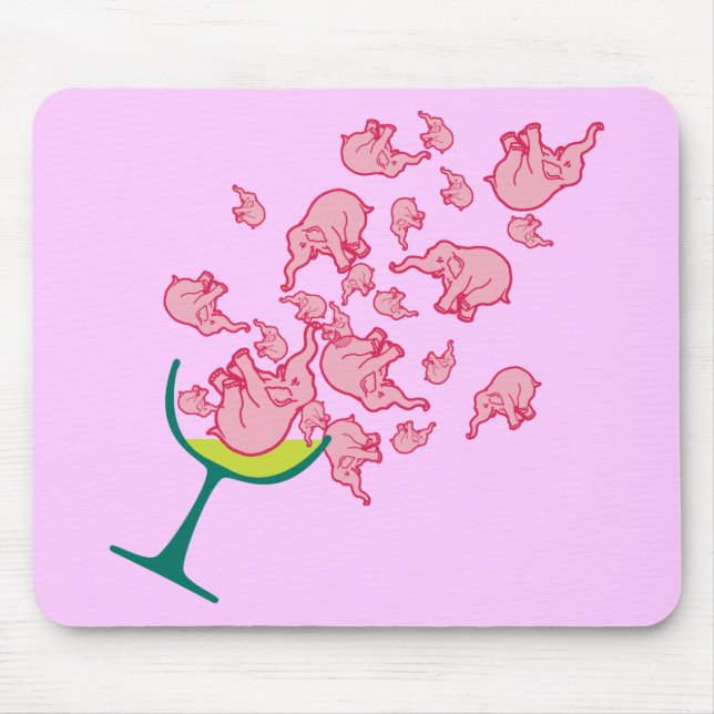 Pink Elephants Mouse Mat (Front)