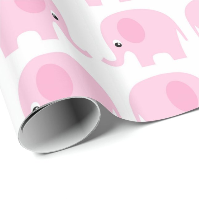 Pink Elephants Pattern Wrapping Paper (Roll Corner)