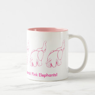 Pink Elephants Two-Tone Coffee Mug