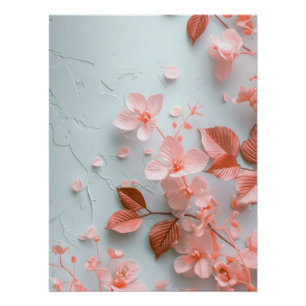 Pink Embossed Flowers Delicate Textured Floral Poster
