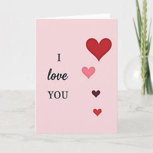 Pink Embossed I Love You Hearts Card