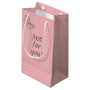 pink embossed with butterfly small gift bag