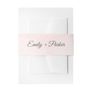 Pink Embossed with Newlywed Names Invitation Belly Band