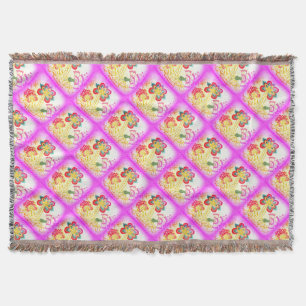 pink embroidered palm trees throw blanket