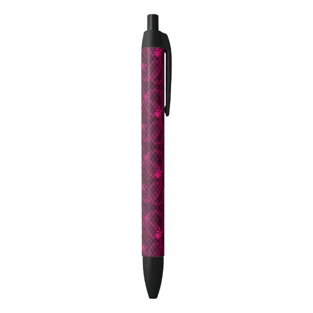 Pink Emo Pattern With Circles Black Ink Pen (Bottom (Vertical))