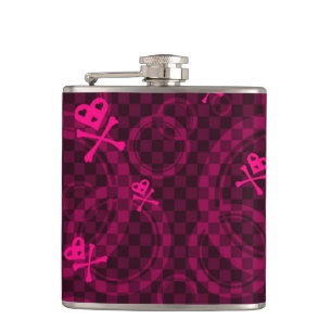 Pink Emo Pattern With Circles Hip Flask