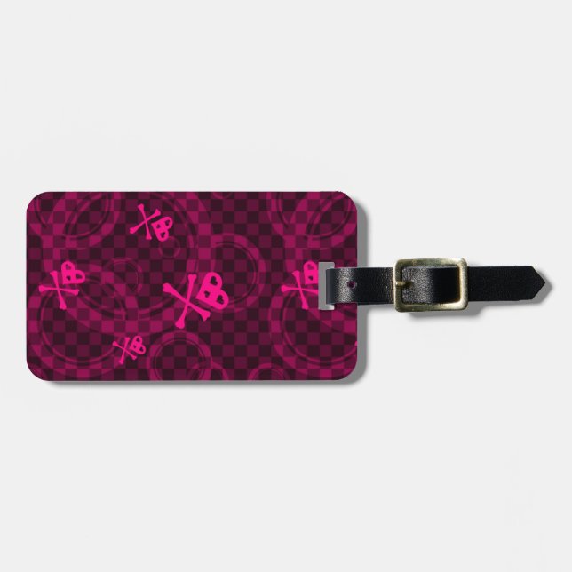 Pink Emo Pattern With Circles Luggage Tag (Front Horizontal)