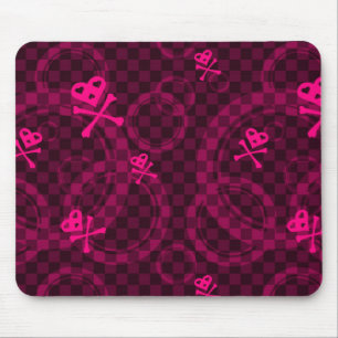Pink Emo Pattern With Circles Mouse Mat