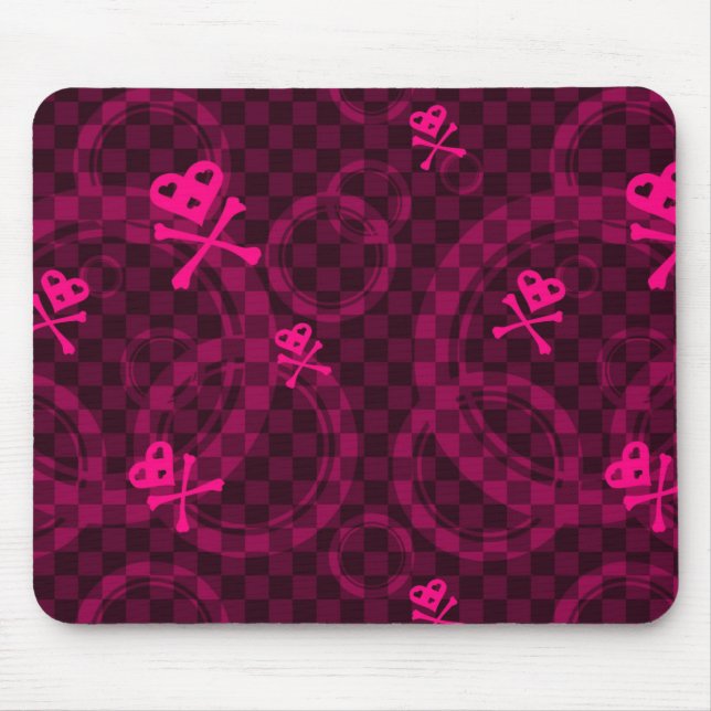 Pink Emo Pattern With Circles Mouse Mat (Front)