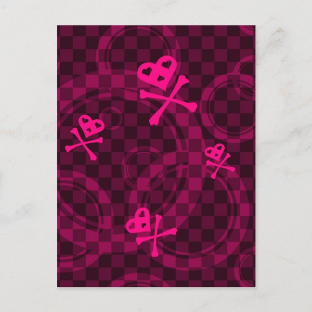 Pink Emo Pattern With Circles Postcard (Front)