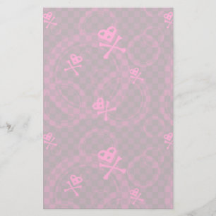 Pink Emo Pattern With Circles Stationery