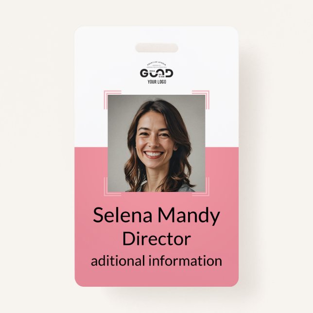 Pink | Employee Photo ID Company Security Badge ID Badge (Front)