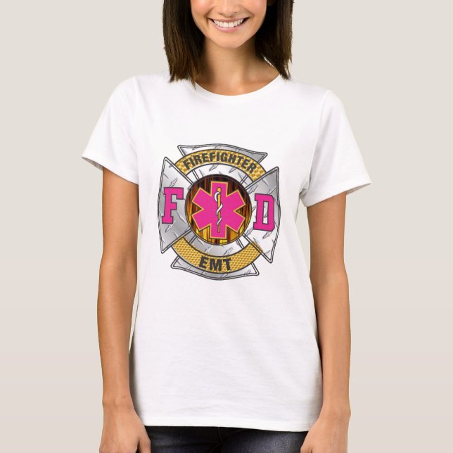 Pink EMT Firefighter T-Shirt (Front)
