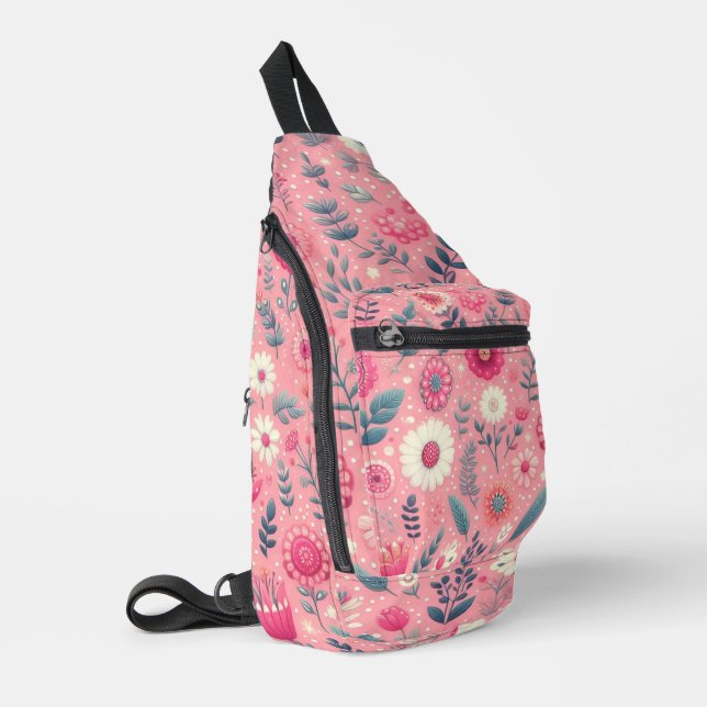 Pink Enchanted Blooms Sling Bag (Left Corner)