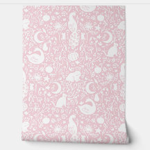 Pink Enchanted Magic Garden Fairytale Wallpaper