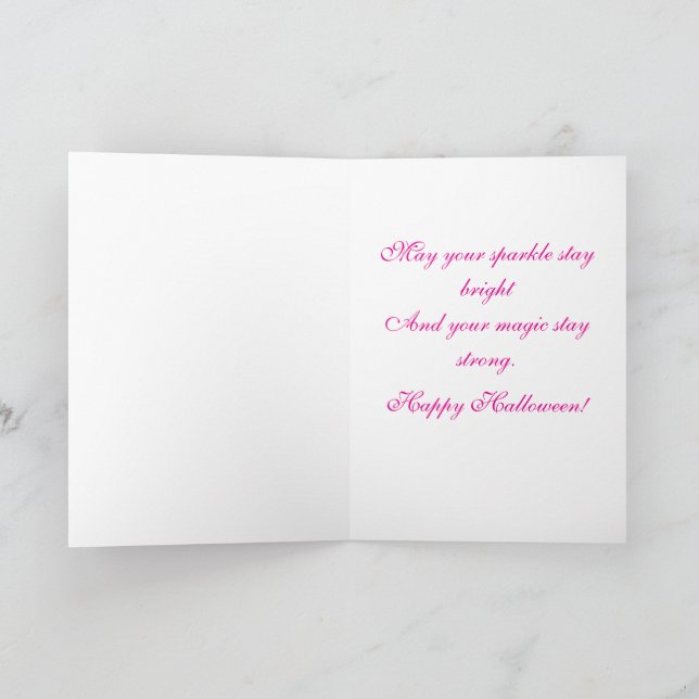 Pink Enchanted Witch Broom Greeting Card (Inside)