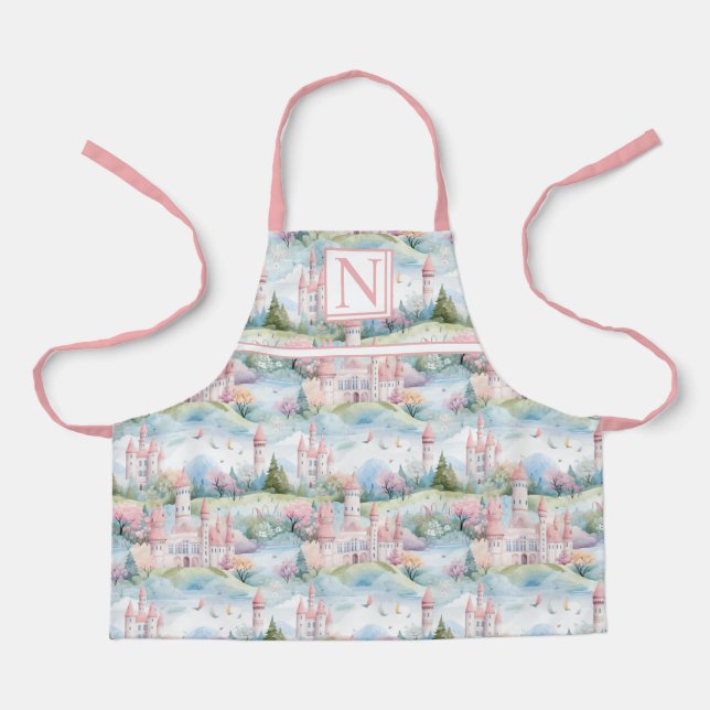 Pink Enchanting Castle Landscape - Customised Apron (Front)