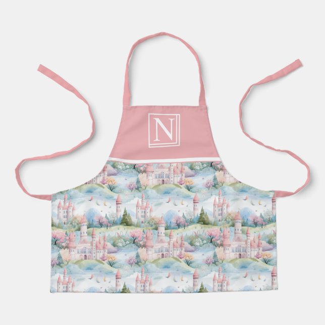 Pink Enchanting Castle Landscape - Customised Apron (Front)