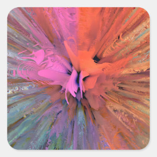Pink Energy Butterfly Fractal Art Square Sticker