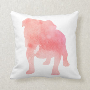 Pink English Bulldog Dog Art Cushion