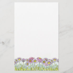 Pink English Daisy Flowers Letter Writing Stationery
