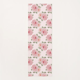 Pink English rose cottage floral vintage pattern Yoga Mat