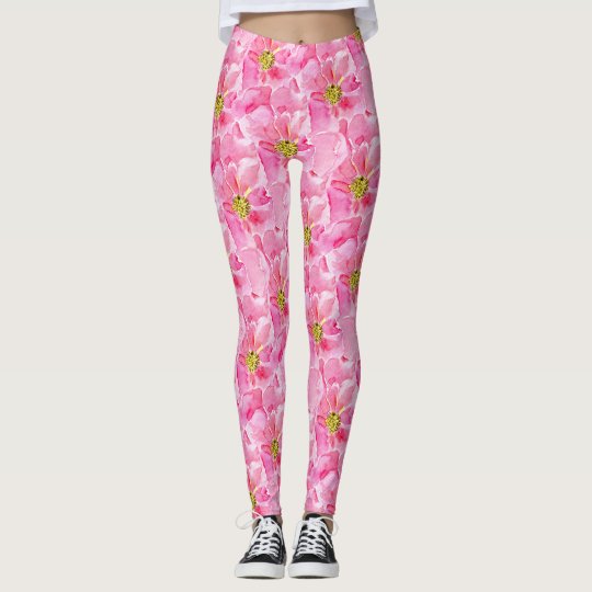 Pink English Roses Leggings