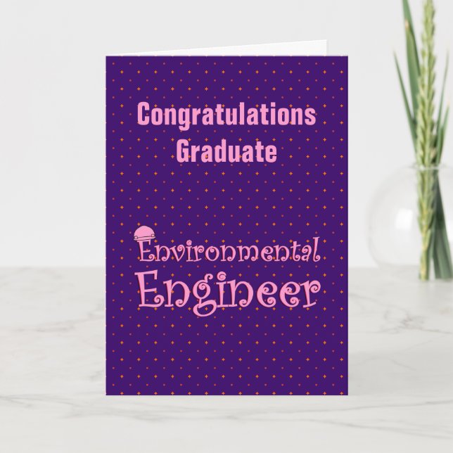 Pink Environmental Engineer Graduation Card (Front)