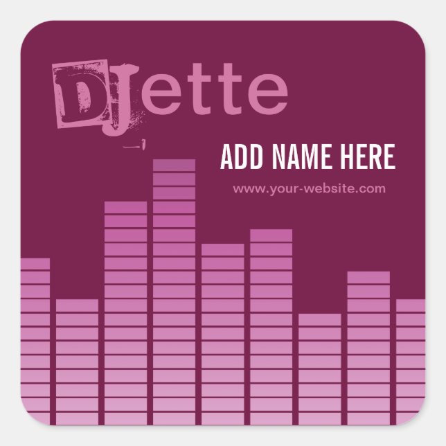 Pink Equalizer Square Sticker (Front)