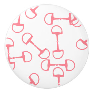 Pink Equestrian Horse Bits Ceramic Knob