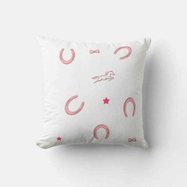 Pink Equestrian Horseshoe Pattern Pillow (Front)
