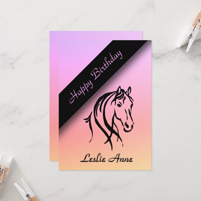 Pink Equine Birthday Party Invitation  (Front/Back In Situ)