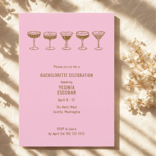 Pink Espresso Martini Bachelorette w/QR Code Invitation