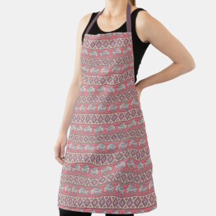 Pink Ethnic Elephant Pattern Apron